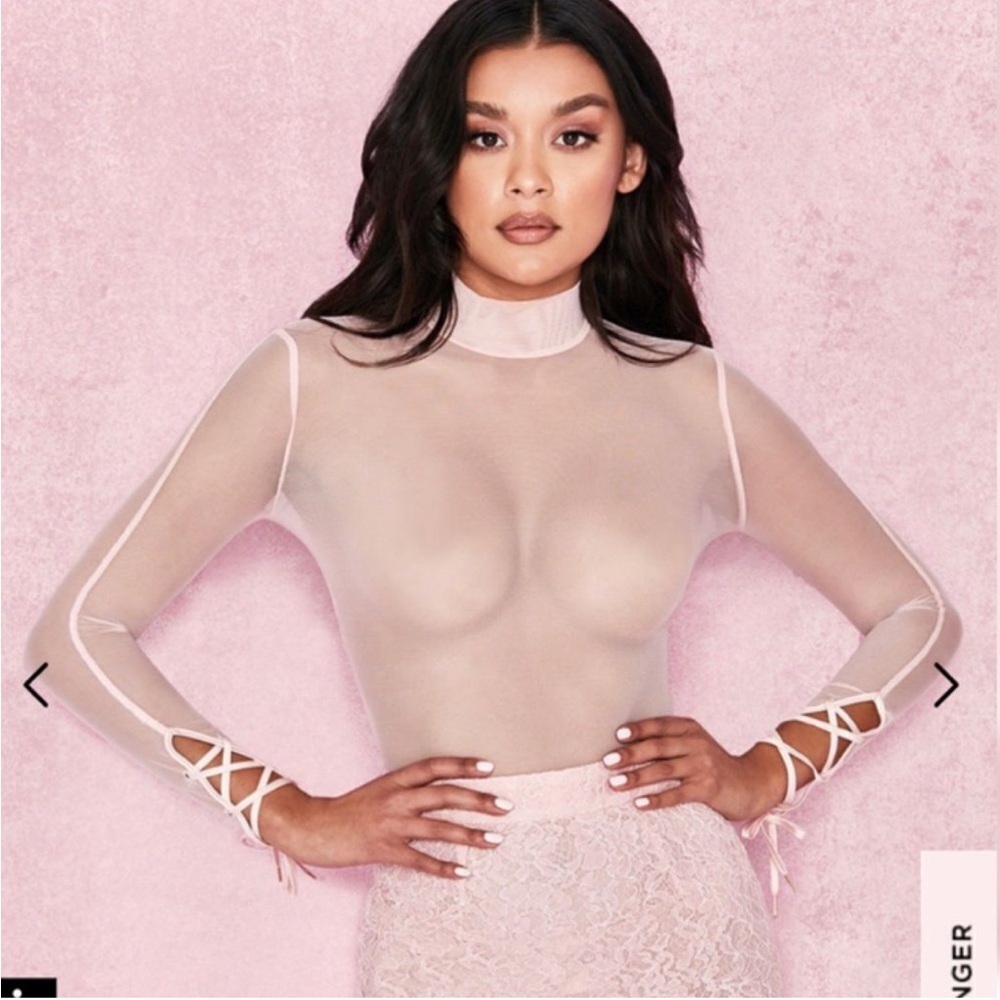 House of CB Sheer Pink Bodysuit